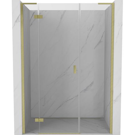 Mexen Mist-H L porta doccia battente sinistra 140 cm, trasparente, oro spazzolato - 8A5L-140-001-55-00-L (1/5)