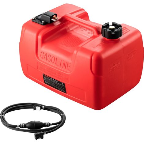 Réservoir carburant marin 12 L en polyéthylène, avec tuyau, bidon portable pour moteur hors-bord (1/5)