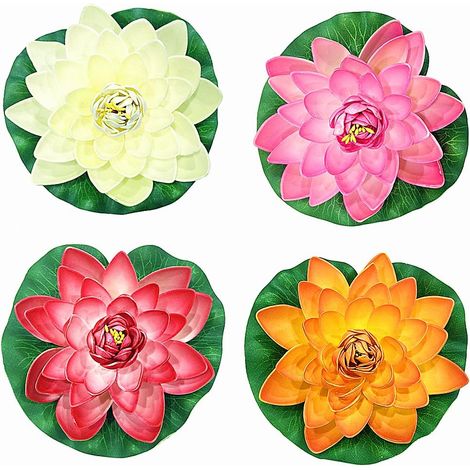 Fleur De Lotus Flottante - 7 Pouces - En Mousse EVA - Pour Bassin Jardin Piscine Aquarium - Lot De 4 (1/5)