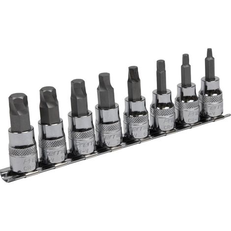 Sealey Hex Socket Bit Set Lock-On&x2122 8 Pieces 3/8"Sq Drive Metric - AK65601