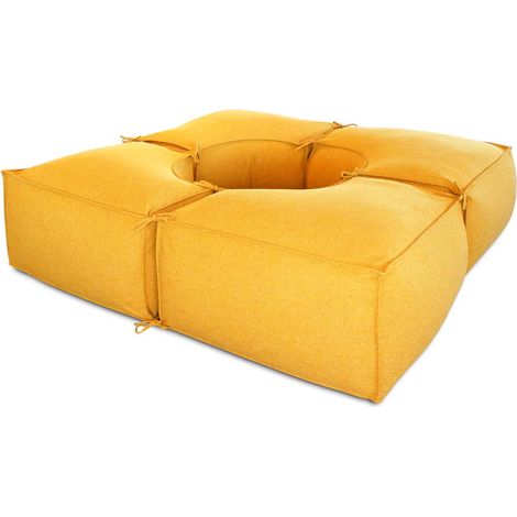 EVERGREENWEB Salotto da giardino Elegante, Tessuto di alta Qualit… Idrorepellente e sfoderabile - Pouf da esterno giardino, Outdoor & Indoor- Puff divano 4 pezzi 200x200 cm, Made in Italy SENAPE (1/5)