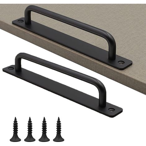 2 poignées de porte coulissante de grange, poignées de porte intérieures et extérieures, poignées noires robustes, poignées de porte noires avec vis, adaptées aux portes intérieures et extérieures (no (1/5)