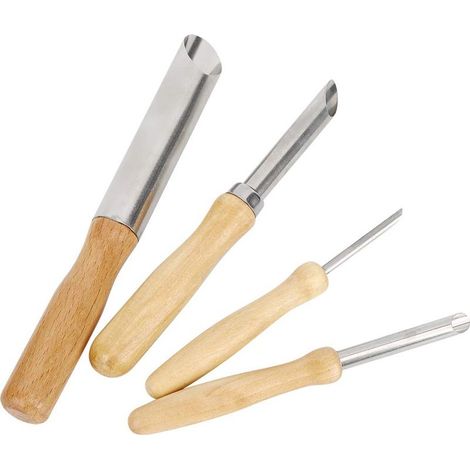 Outil de Sculpture, 4 Pièces Manche en Bois Circulaire Trou Rond Coupe Poterie Argile Coupe Sculpture Forage Bois Acier Inoxydable, Céramique et Poterie Outils (4 Tours) (1/5)