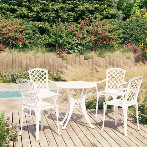 Ensemble de bistro 5 pcs-Salon de jardin bistro Aluminium coulé Blanc 658847 (1/5)