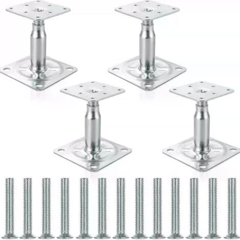Set mit 4 erhöhten Pfostenhalterungen aus verzinktem Stahl, verstellbar von 100 bis 150 mm, für leichte bis mittlere Außenkonstruktionen (1/5)