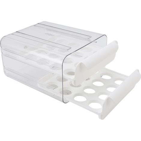 Boîte à Œufs Transparente 32 Alvéoles Double Couche Grande Capacité pour Réfrigérateur Blanc (1/5)