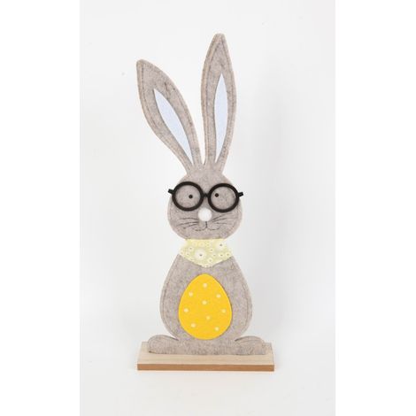 TrendLine Dekoaufsteller Hase mit Brille & Osterei Holz 37 x 16 cm natur Dekoaufsteller