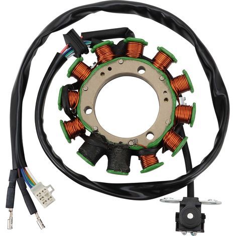 Compatible with Honda XR400R (1996-2004) and XR650R (2000-2007) off-road motorcycles: Magneto ignition stator coil assembly, original part number 31120-KCY-651. (1/4)