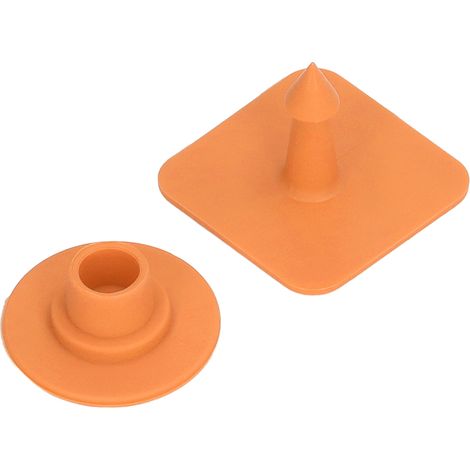 100 étiquettes auriculaires carrées vierges pour l'identification du bétail (bovins, porcs, etc.), orange. (1/5)
