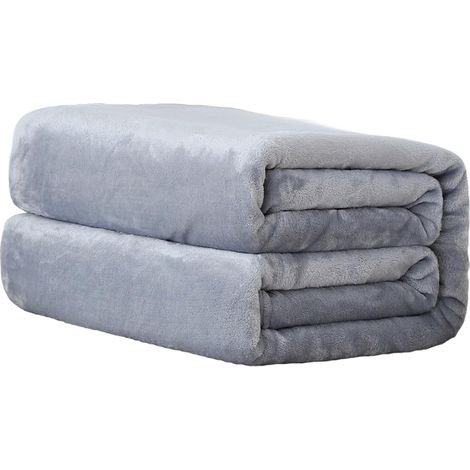 Sollbry Manta de franela supersuave para camas y sofás. Cómoda y lujosa manta de terciopelo para verano. Plateada, 150 cm x 200 cm. (1/5)
