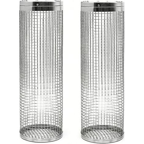 Lot de 2 paniers à griller à roulettes - Le meilleur panier à griller qui soit, filet rond en acier inoxydable (1/5)