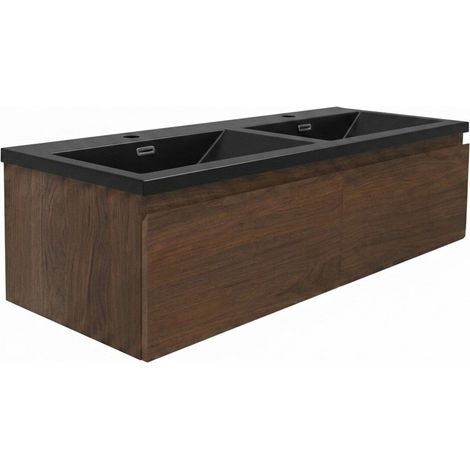 Ensemble meuble avec vasque - SAT - B-Way - 119x30x45 - noyer