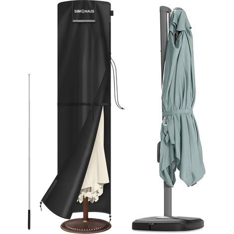 Housse de Protection pour Parasol Droit Housse Parasol Deporte 3x3 Protege Parasol Déporté Imperméable 4x3, Housses pour Parasols de Jardin avec Fermeture Éclair, Anti-UV, Grand, 270x60/60cm (1/5)