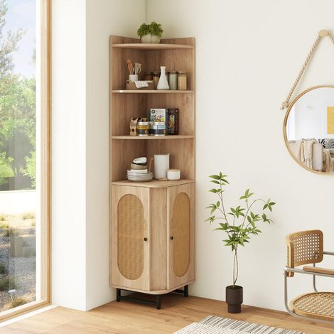 Ouverture facile, meuble d'angle 172 cm avec 2 portes et 4 étagères pour rangement gain de place (1/5)