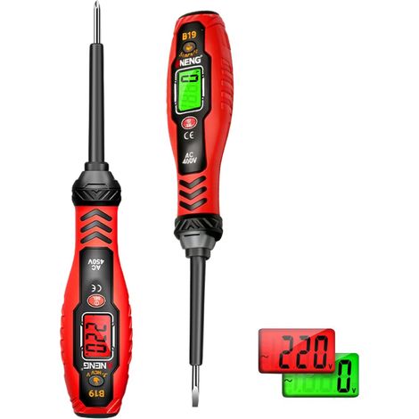 Testeur de tension avec tournevis, outil de test électrique, détecteur de tension intelligent sans contact, double plage AC 11 V/30 V – 1000 V, testeur électrique phase/neutre, détecteur de point (1/5)
