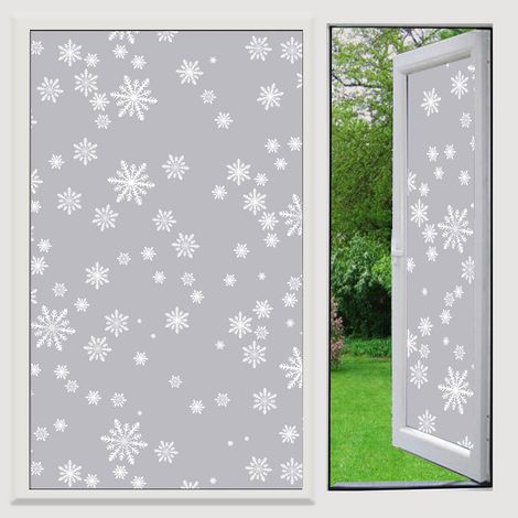 Lámina opaca estática para ventanas, 45 cm x 3 m, ideal para baños, con estampado de copos de nieve. (1 unidad) (1/5)