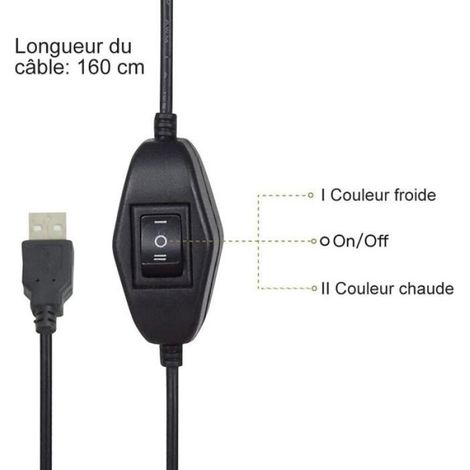 Lampe de bureau USB clipsable - - Col de cygne flexible - Rotation 360° - Blanc chaud/froid - LED économique (1/4)