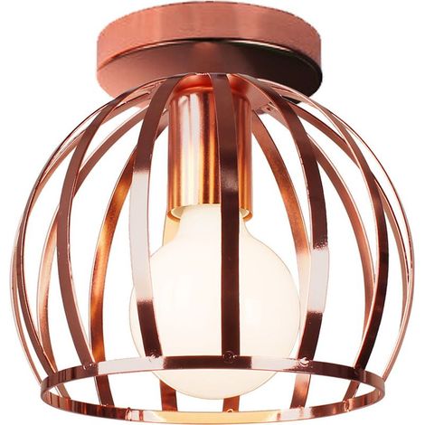 Lampe de Plafond Industrielle E27 Plafonnier Lustre Suspension Luminaire Metal Or Rose 1PCS (1/5)