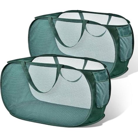 Faltbare Wäschekörbe 2 Stück mit Seitentasche, 75L, Pop-Up, atmungsaktiv (1/4)