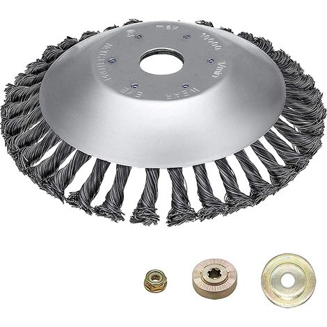 Brosse à désherber conique - 200 x 25,4 mm - Avec 3 adaptateurs - Brosse à désherber torsadée - Élimine efficacement les mauvaises herbes et la mousse (20 cm) (1/5)