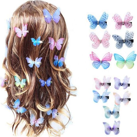 12 pièces barrettes à cheveux papillon 3D DIY pour fête anniversaire accessoires (1/5)