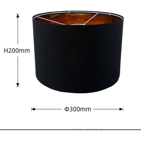 Abat-jour cylindrique - abat-jour en tissu de 30 x 20 cm, convient aux plafonniers, lampes de table, suspensions, lampadaires, culot E27 (noir). (1/4)