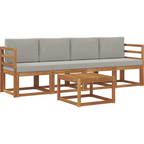 Conjunto de sofás de exterior 5 uds. Gris Natural y Claro vidaXL (1/5)