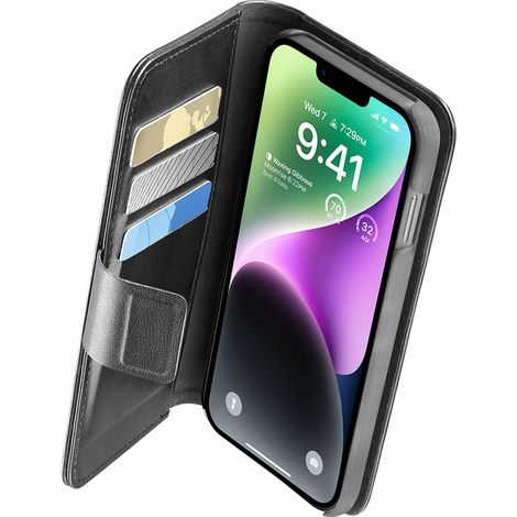 Cellularline Book Agenda - Custodia per iPhone 14 con rivestimento Microban (Nero) (1/5)