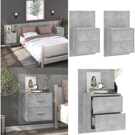 Wand-Nachttische 2 Stk. Betongrau - Wandregal - Beton Grau - Nachtschränkchen - Wohnzimmer Dekoration - Regal Zum Befestigen - Home & Living (1/5)