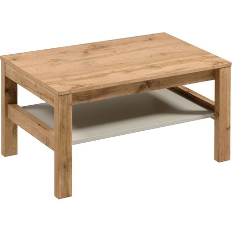 AX LIVING Wohnzimmer Tisch Iseonia ST – 90 cm breit, Eiche Wotan/Beige