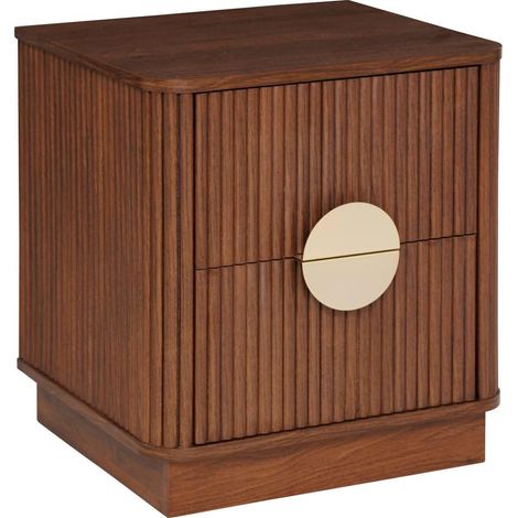 Table de Chevet 2 Tiroirs "Wany" 50cm Marron (1/5)