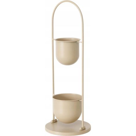 Boltze CAMILIO Elegante macetero metálico beige 27x27x75 cm