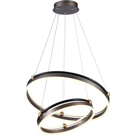 LED-Hängeleuchter mit 2 Kreisen 50W Metall Farbe Kaffee d: 62.5cm h: 110cm 3000K