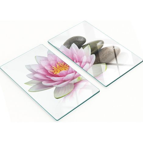 Tablas decorativas de cristal para cortar y servir con dise帽o de flor de loto, 2x30x52 cm.