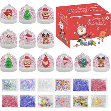 Calendrier de l'Avent 24 jours Kit Boule à Neige, Bonhomme de Neige Miniature, Boule de Neige Lumineuse, Père Noël, Neige Artificielle, Blanche Ronde, Cristaux, Bricolage DIY, Cadeau de Noël, Décor Fe (1/5)