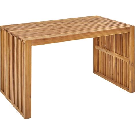 Table à Manger Rustique pour l'Intérieur et l'Extérieur 120 x 70 cm en Bois d'Acacia Clair Massif Bellano (1/5)