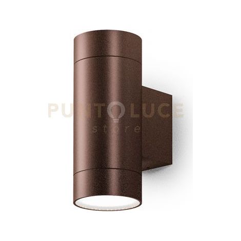 GES1067- APPLIQUE 1 LUCE ATTCACO GU10 COLORE MARRONE IN ALLUMINIO IP54 H.16CM