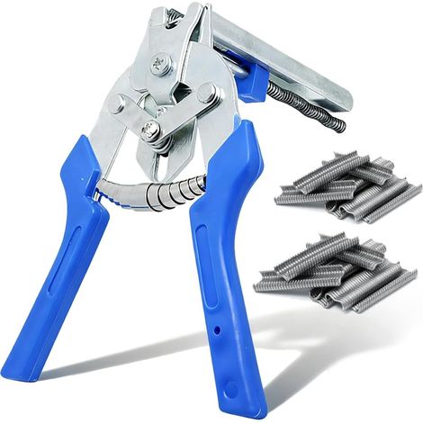 Pince à Anneau Automatique - 1200 Agrafes M - Acier Galvanisé - Fixation Rapide Clôture et Cage - Jardinage Élevage - Avec Accessoires (1/5)