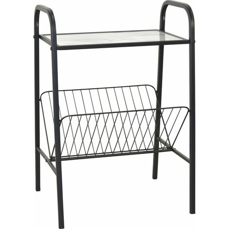 Table d'appoint / porte-revues en acier noir TABA05121