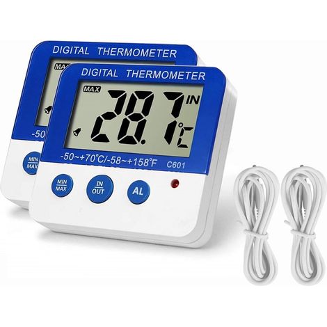 Réfrigérateur Congélateur Thermomètre Paramètres d'alarme haute et basse température avec indicateurs LED Lot de 2