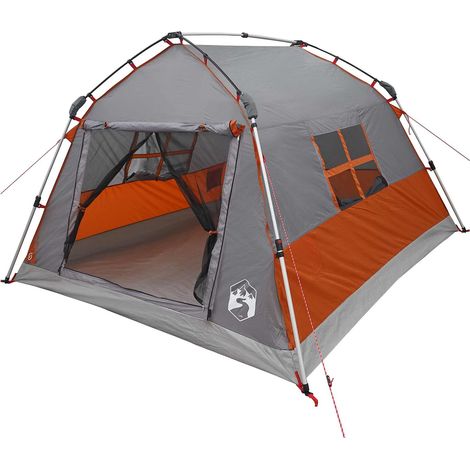 vidaXL Carpa instantánea resistente al agua 3 persona Gris y naranja (1/2)
