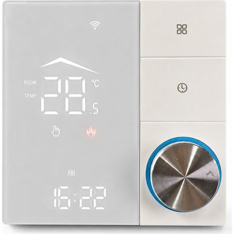 Thermostat WiFi Tuya pour plancher chauffant hydraulique et chaudière, blanc, contrôle par application, programmation hebdomadaire, 3A (1/5)