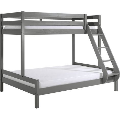 Litera 90x200 y 140x200 Somier Incluido Vipack Pino Gris