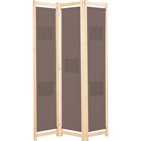 3-teiliger Raumteiler Braun 120 x 170 x 4 cm Stoff