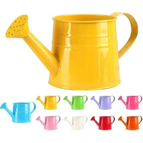 Petit arrosoir en métal pour plantes d'intérieur - 1 l - Arrosoir pour plantes - Pot de fleurs - Arrosoir pour jardin, balcon, jardin - Jaune (1/5)