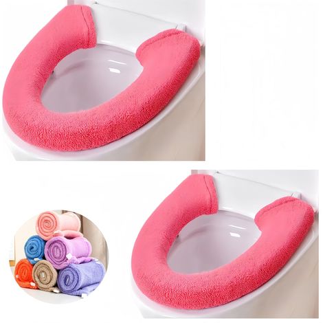 Set aus 2 dicken/weichen Toilettensitzbezügen + Griff, dehnbar/waschbar, Toilettensitz.