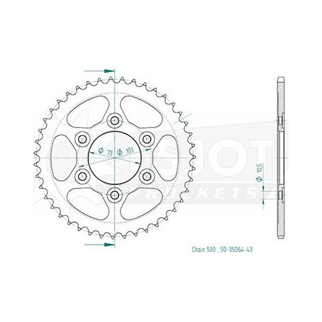 Couronne Acier Ducati - 530 - 43 Dents - Made in Germany
