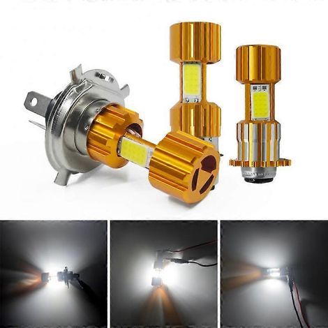 Ampoule LED H4 BA20D P15D pour phare de moto, 12 V, 18 W, COB, pour voiture électrique, scooter, accessoires, feu antibrouillard blanc (1/4)