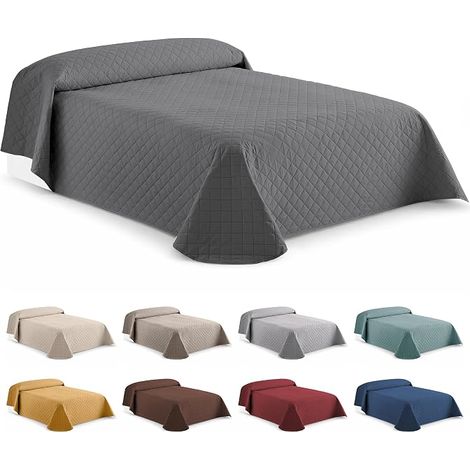 Quilted Boutis Bedspread 250 x 260 cm Grey
