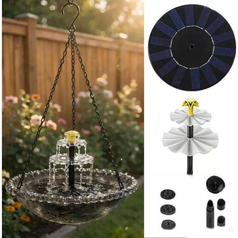 Fontaine solaire suspendue pour oiseaux - Fontaine d'extérieur en forme d'échelle avec pompe à eau et décoration de jardin